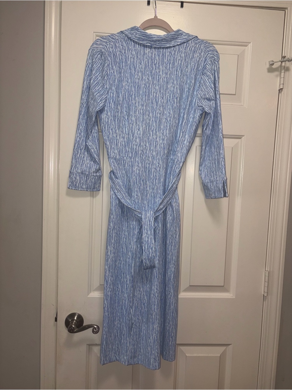 J. McLaughlin Pale Blue Wrap Midi Dress with Tie Waist - Picture 7 of 11